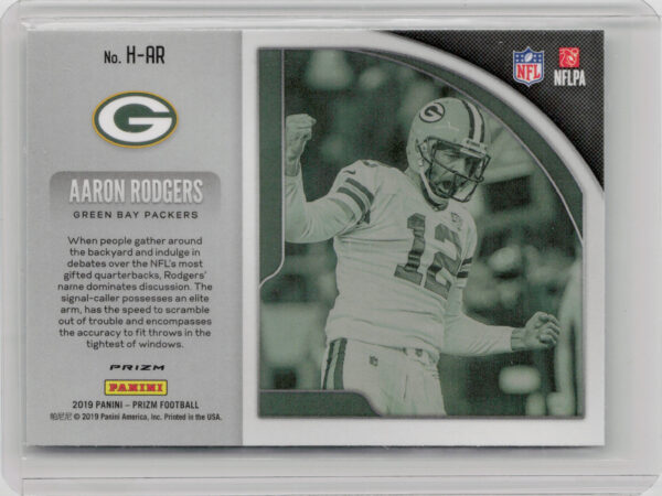 2019 Panini Prizm Aaron Rodgers #H-AR Packers Hype Prizms Green - Image 3
