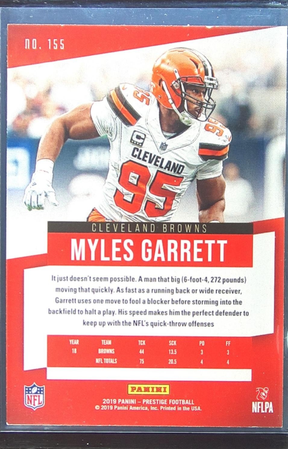 2019 Prestige Myles Garrett Xtra Points Green #155 Browns - Image 3