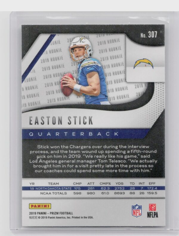 2019 Prizm Easton Stick RC #307 Chargers - Image 3
