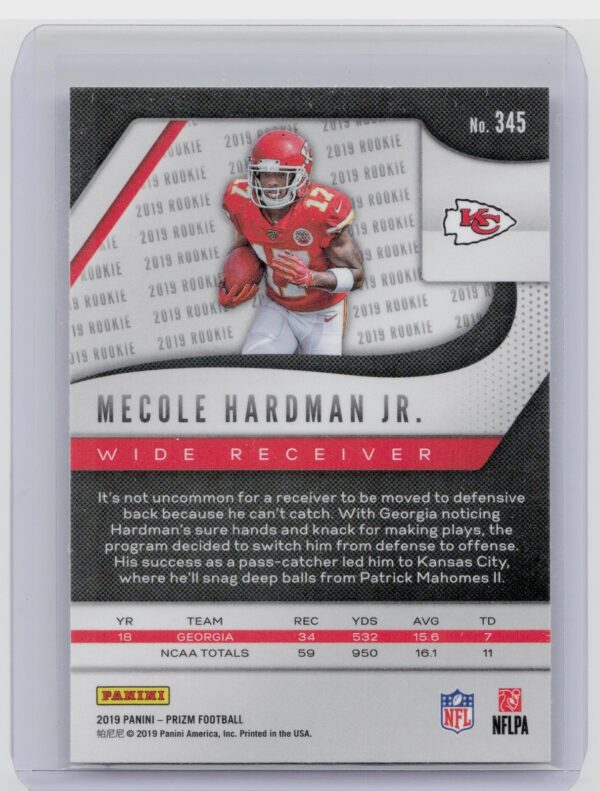 2019 Prizm Mecole Hardman RC #346 Chiefs - Image 3