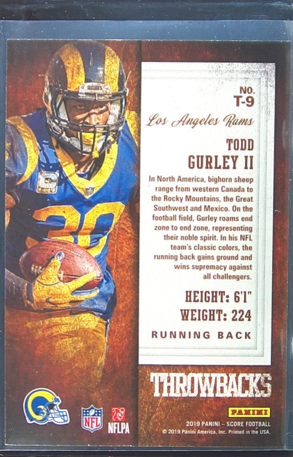 2019 Score Todd Gurley II #T-9 Rams Throwbacks - Image 3