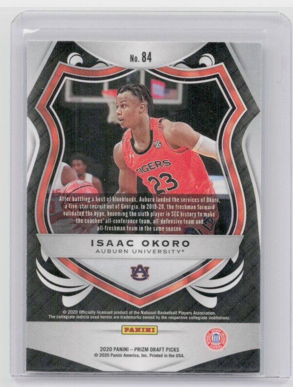 2020-21 Panini Prizm Draft Picks Collegiate Isaac Okoro Crusade Rookie RC #84 - Image 3