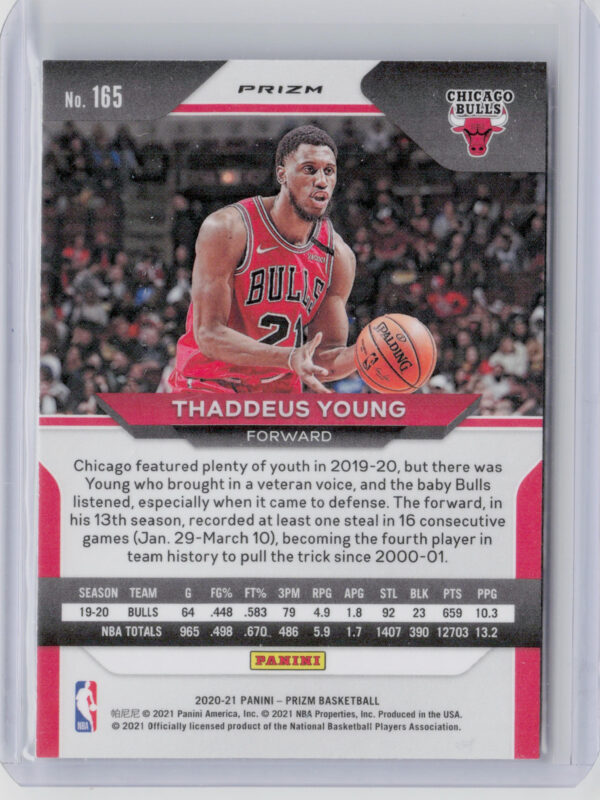 2020-21 Panini Prizm Thaddeus Young Choice Blue, Yellow and Green Prizms #165 Bu - Image 3