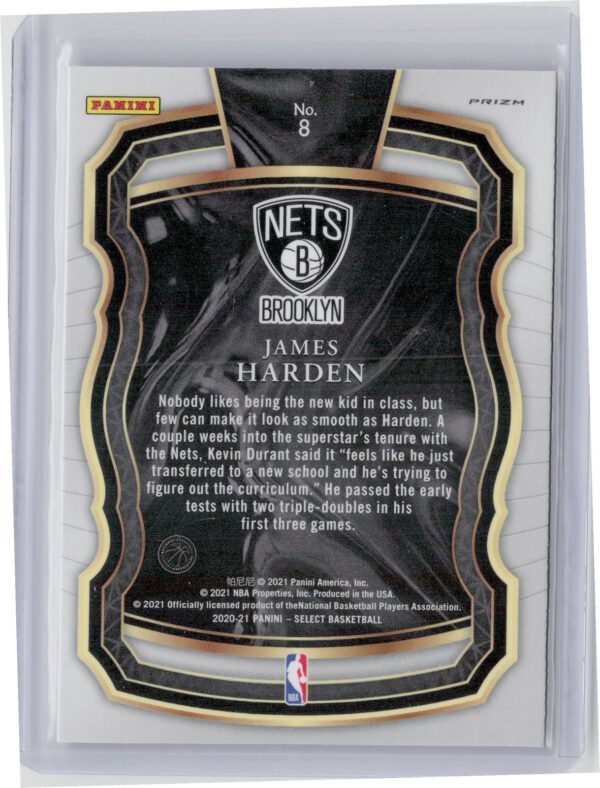 2020-21 Panini Select James Harden #8 Nets Select Company Red - Image 3