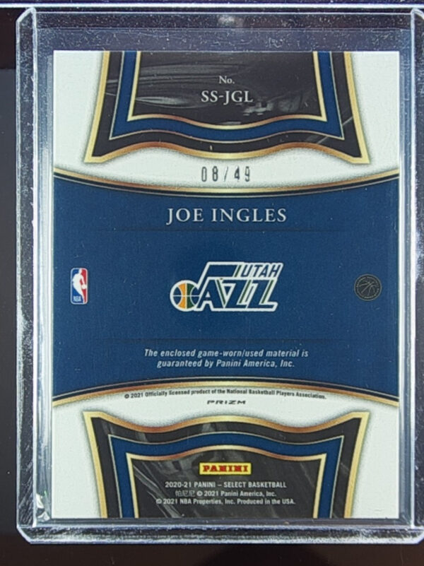 2020-21 Panini Select Joe Ingles MEM SN49 #SS-JGL Jazz Selective Swatches Copper - Image 3