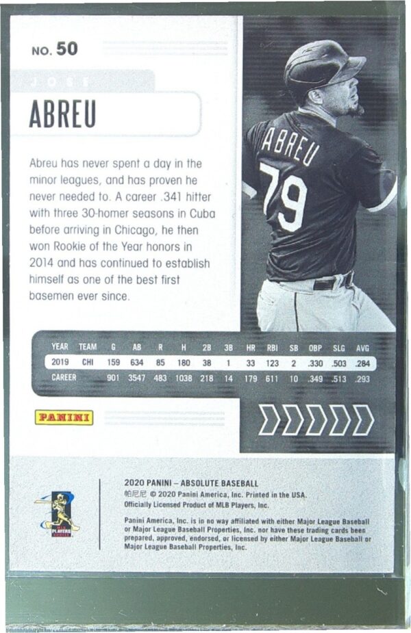 2020 Absolute Jose Abreu Spectrum Blue #50 Sox - Image 3