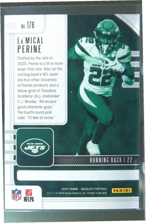 2020 Absolute La'Mical Perine Retail RC #176 Jets - Image 3