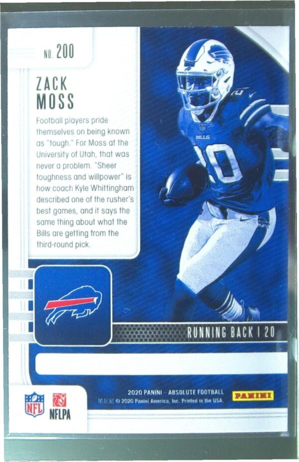 2020 Absolute Zack Moss Retail RC #200 Bills - Image 3