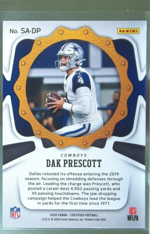 2020 Certified Dak Prescott #SA-DP Cowboys Seal of Approval - Image 3