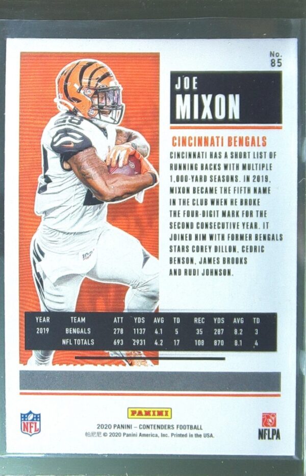 2020 Contenders Joe Mixon Stardust #85 Bengals - Image 3