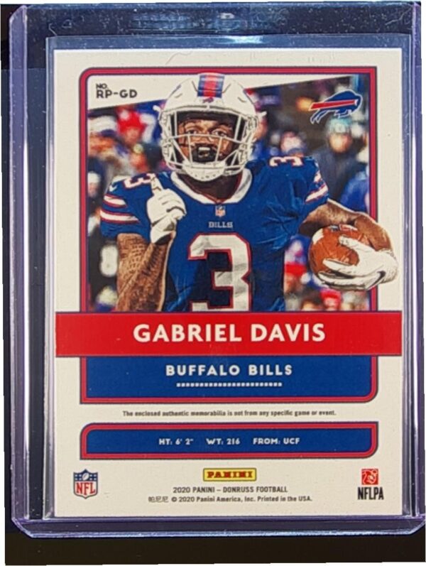 2020 Donruss Gabriel Davis JSY #RP-GD Bills Rookie Phenom Jerseys - Image 3