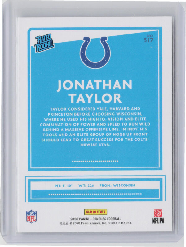 2020 Donruss Jonathan Taylor RC #317 Colts - Image 3