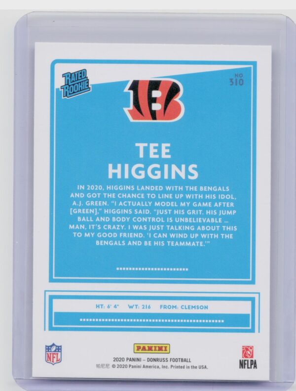 2020 Donruss Tee Higgins RC #310 Bengals - Image 3