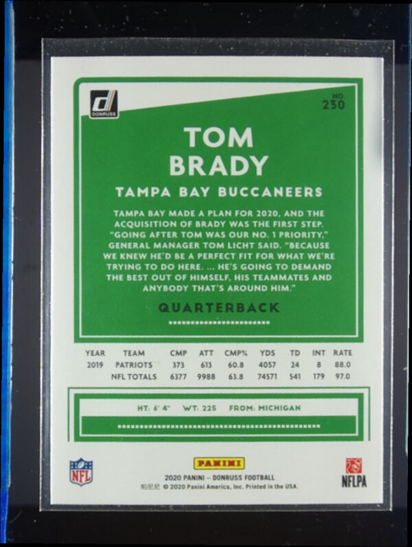 2020 Donruss Tom Brady #230 Buccaneers - Image 3