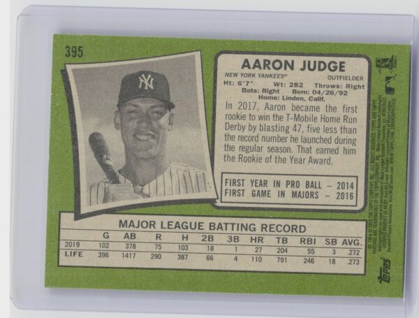 2020 Heritage Aaron Judge #395 Yankees - Image 3