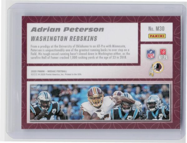 2020 Panini Mosaic Adrian Peterson Montage M30 Redskins - Image 3