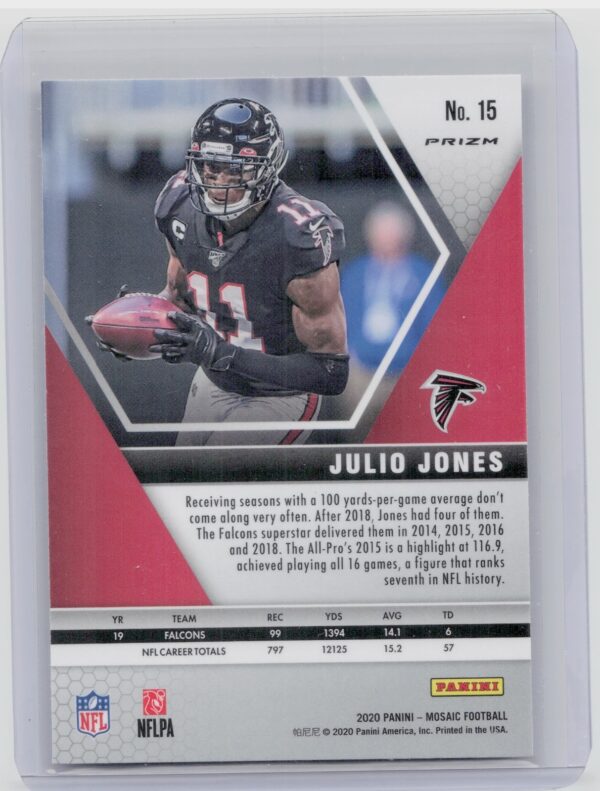 2020 Panini Mosaic Julio Jones Prizm Red #15 Falcons - Image 3