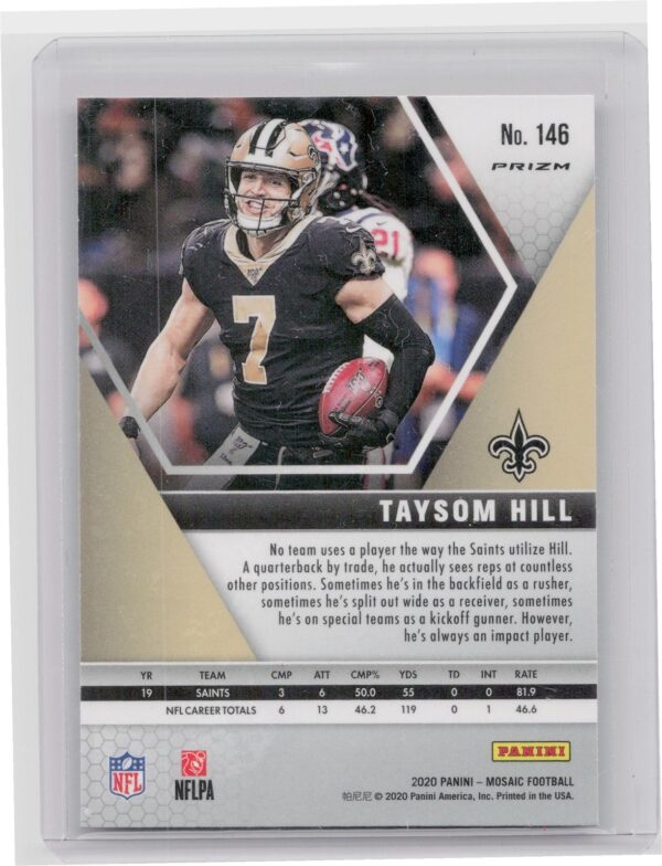 2020 Panini Mosaic Taysom Hill Prizm Camo Pink #146 Saints - Image 3