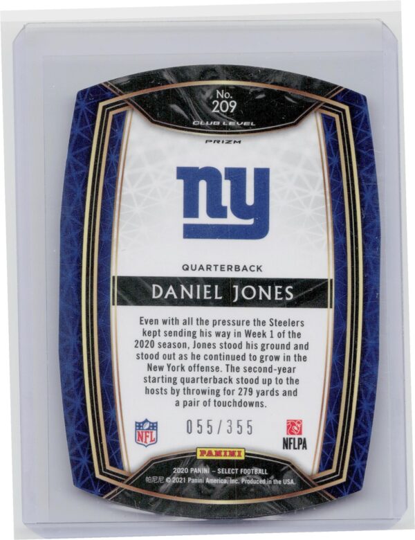 2020 Select Daniel Jones Copper Prizm Die Cut /355 #209 Giants - Image 3