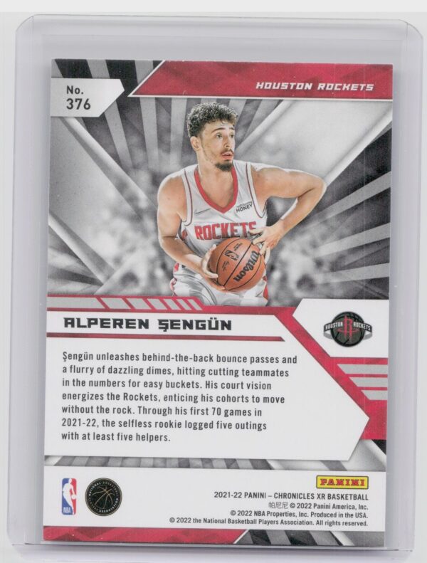 2021-22 Panini Chronicles XR Alperen Sengun Pink #376 Rockets - Image 3
