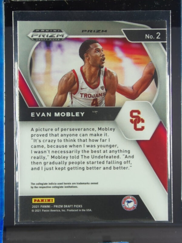 2021-22 Panini Prizm Draft Picks Evan Mobley Orange Ice #2 Trojans - Image 3