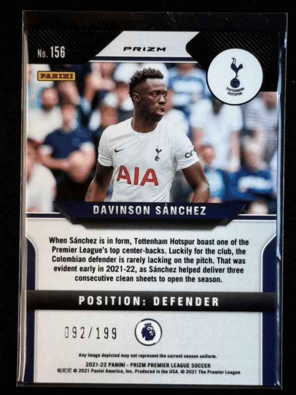 2021-22 Panini Prizm Premier League Davinson Sanchez Blue Breakaway /199 Tottenh - Image 3