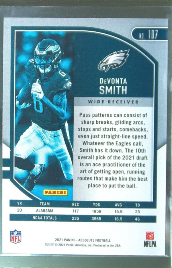 2021 Absolute DeVonta Smith Retail RC #107 Eagles - Image 3