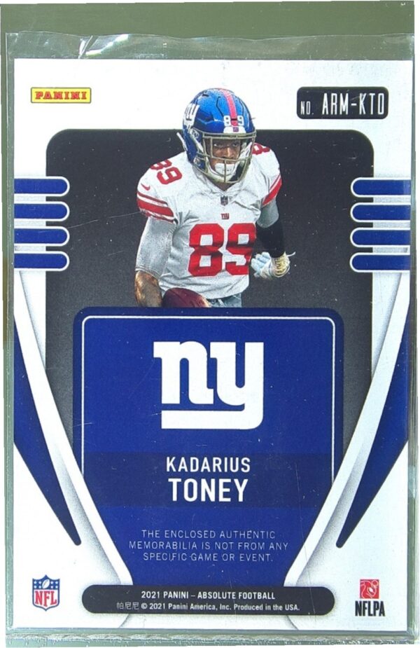 2021 Absolute Kadarius Toney JSY RC #ARM-KTO Giants Absolute Rookie Materials - Image 3