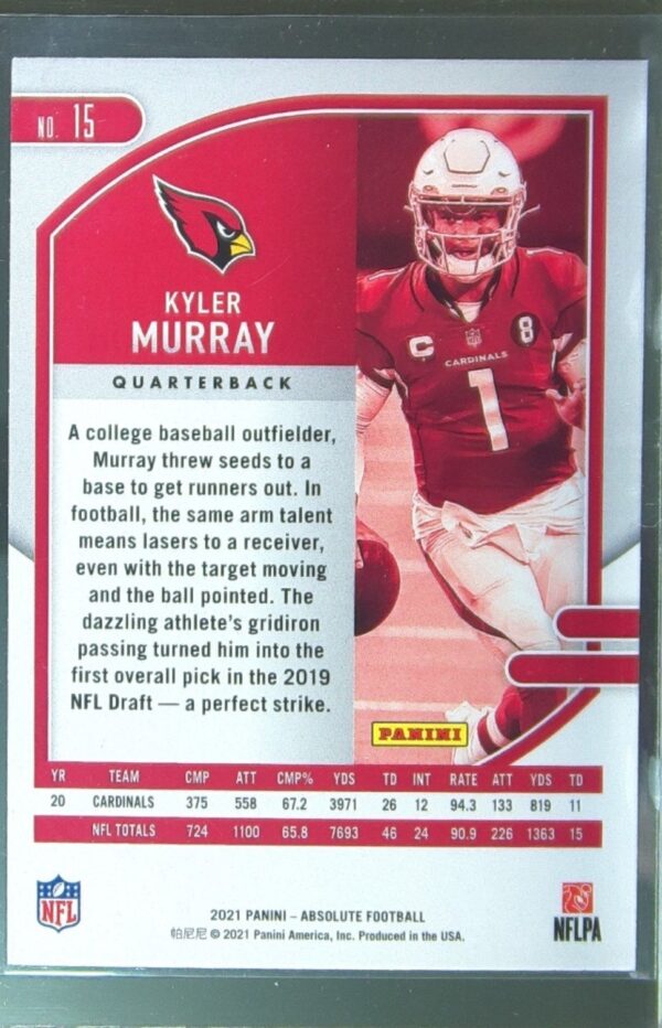 2021 Absolute Kyler Murray Blue #15 Cardinals - Image 3