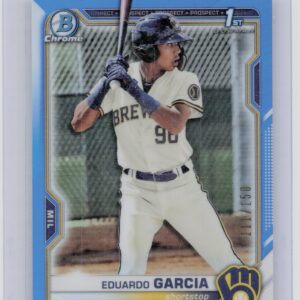 2021 Bowman Chrome Eduardo Garcia SN150 #BCP-191 Brewers Prospects Blue Refracto