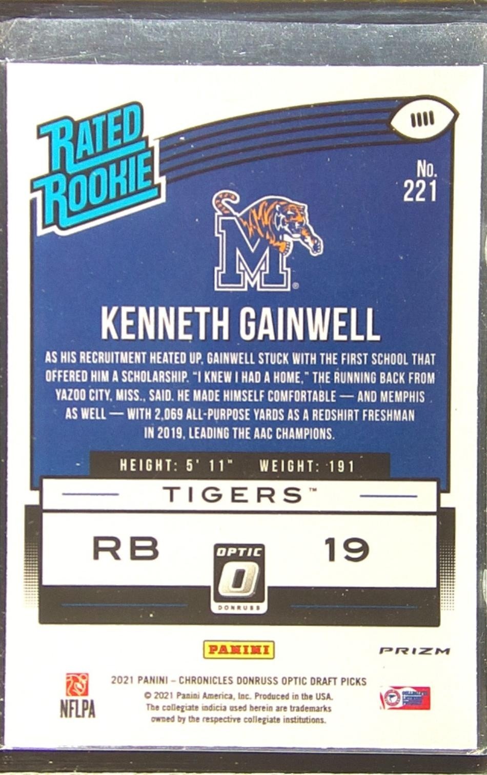 2021 Chronicles Draft Kenneth Gainwell RC Pink #221 Tigers - Image 3