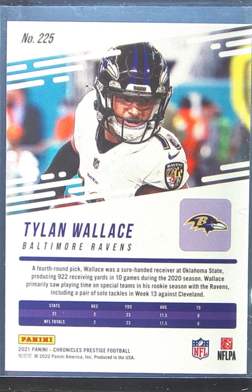 2021 Chronicles Tylan Wallace RC #225 Ravens Prestige Rookies Update - Image 3