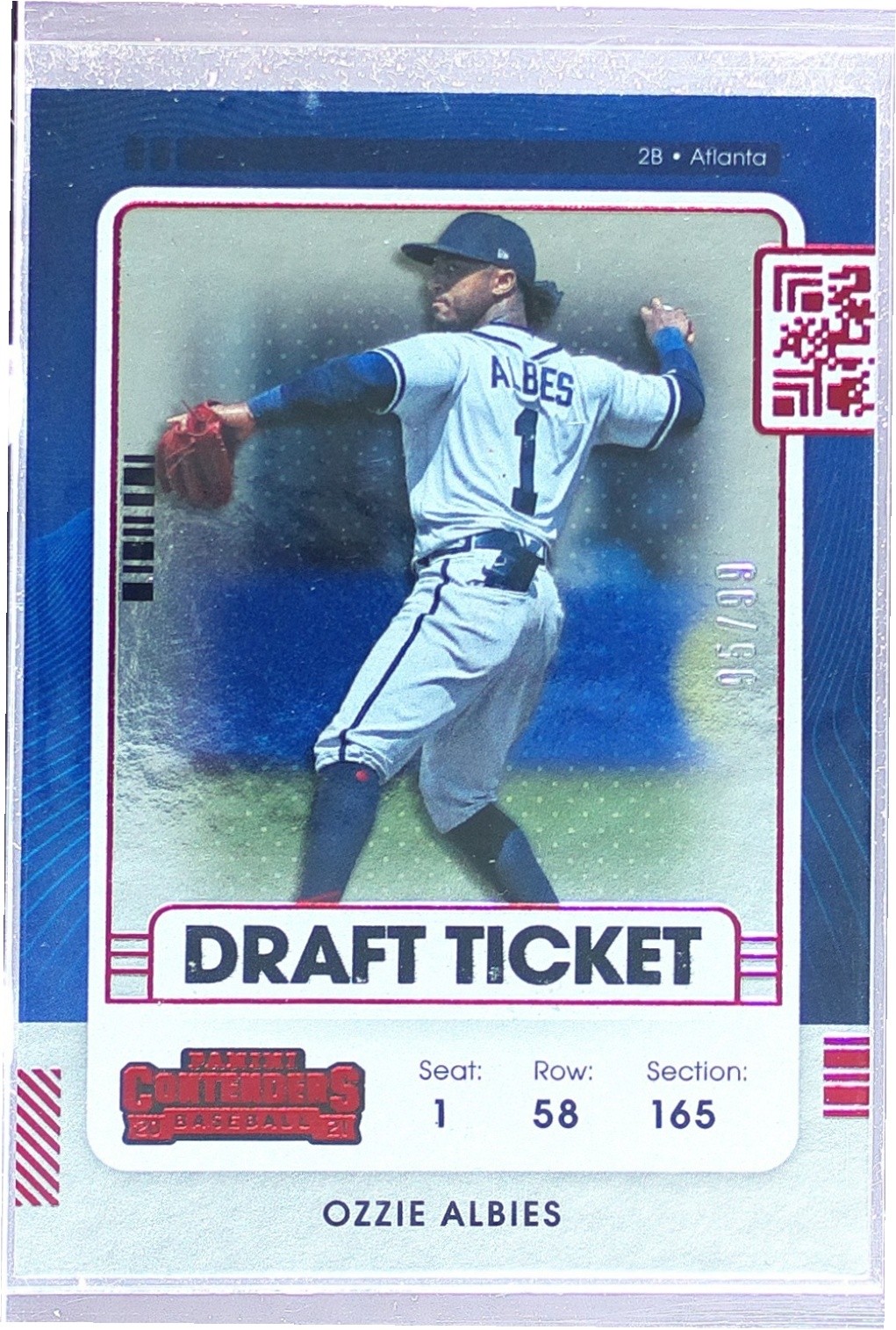 2021 Contenders Ozzie Albies Draft Red /99 #1 Braves
