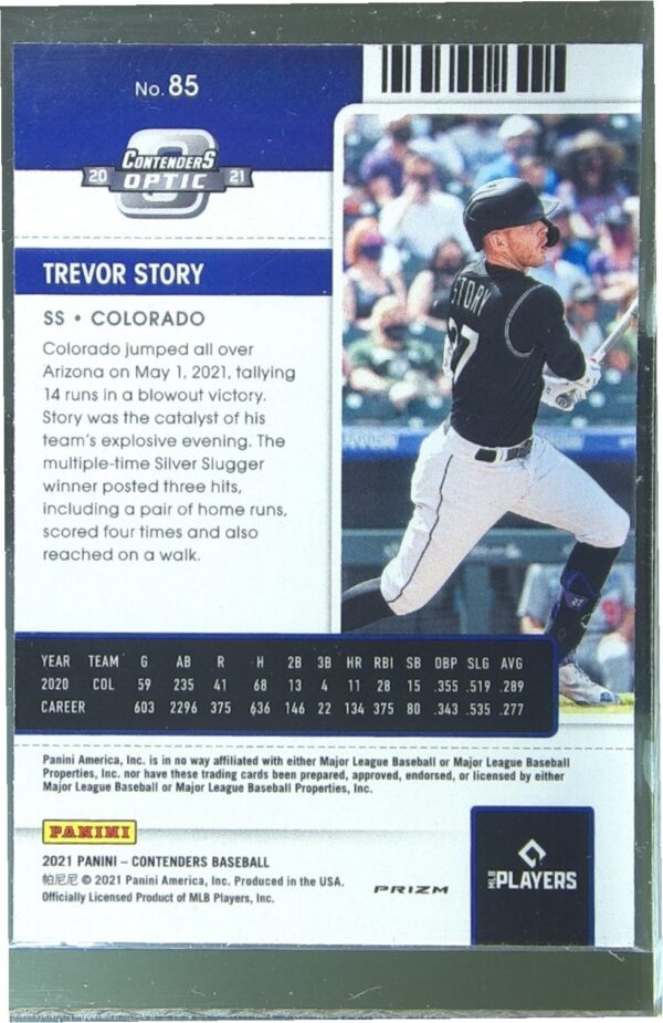 2021 Contenders Trevor Story Optic Red Wave #85 Rockies - Image 3