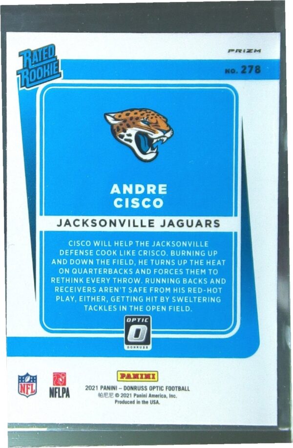 2021 Donruss Optic Andre Cisco Red Hyper RC #278 Jaguars - Image 3