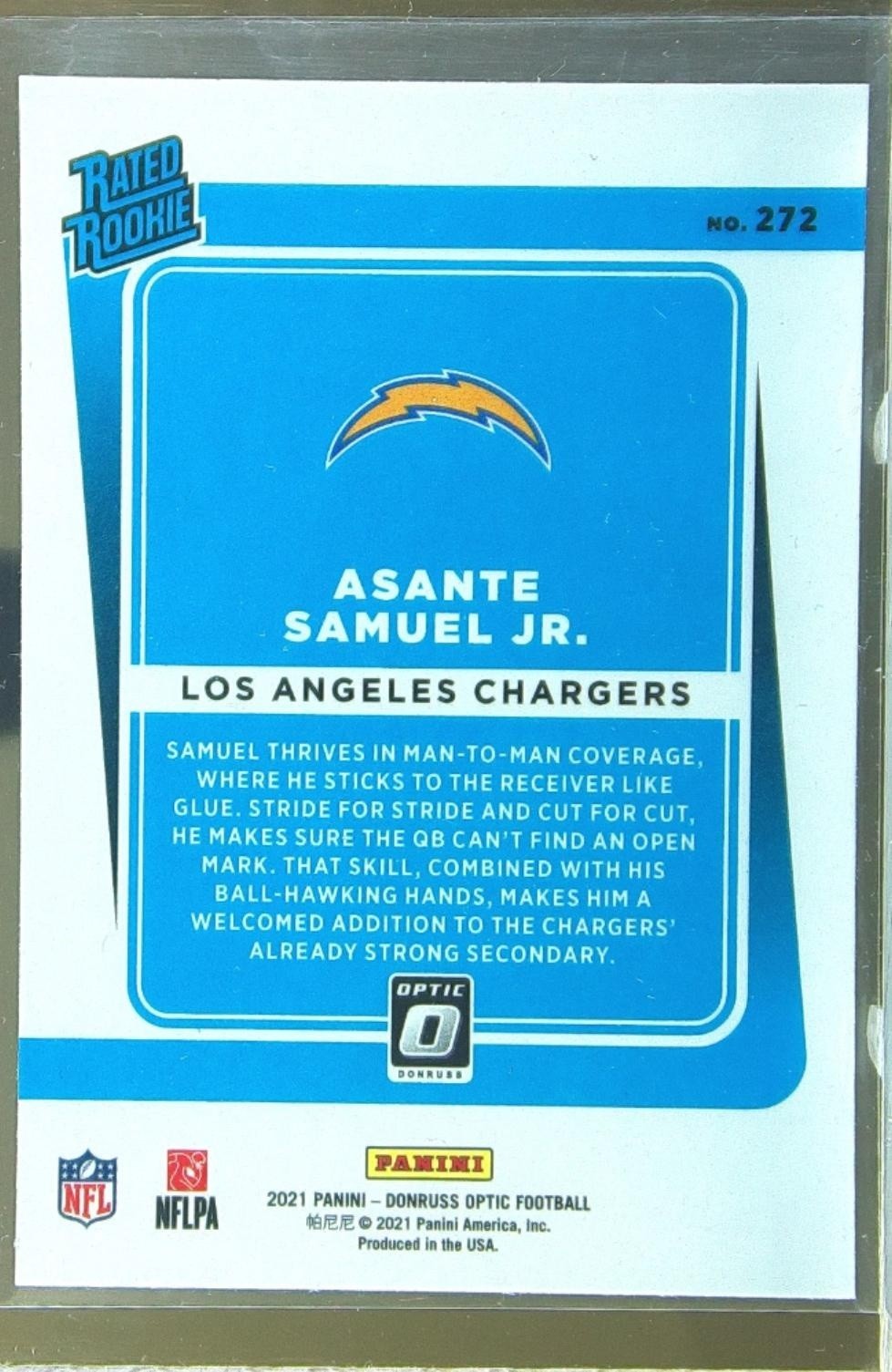 2021 Donruss Optic Asante Samuel Jr. RC #272 Chargers - Image 3