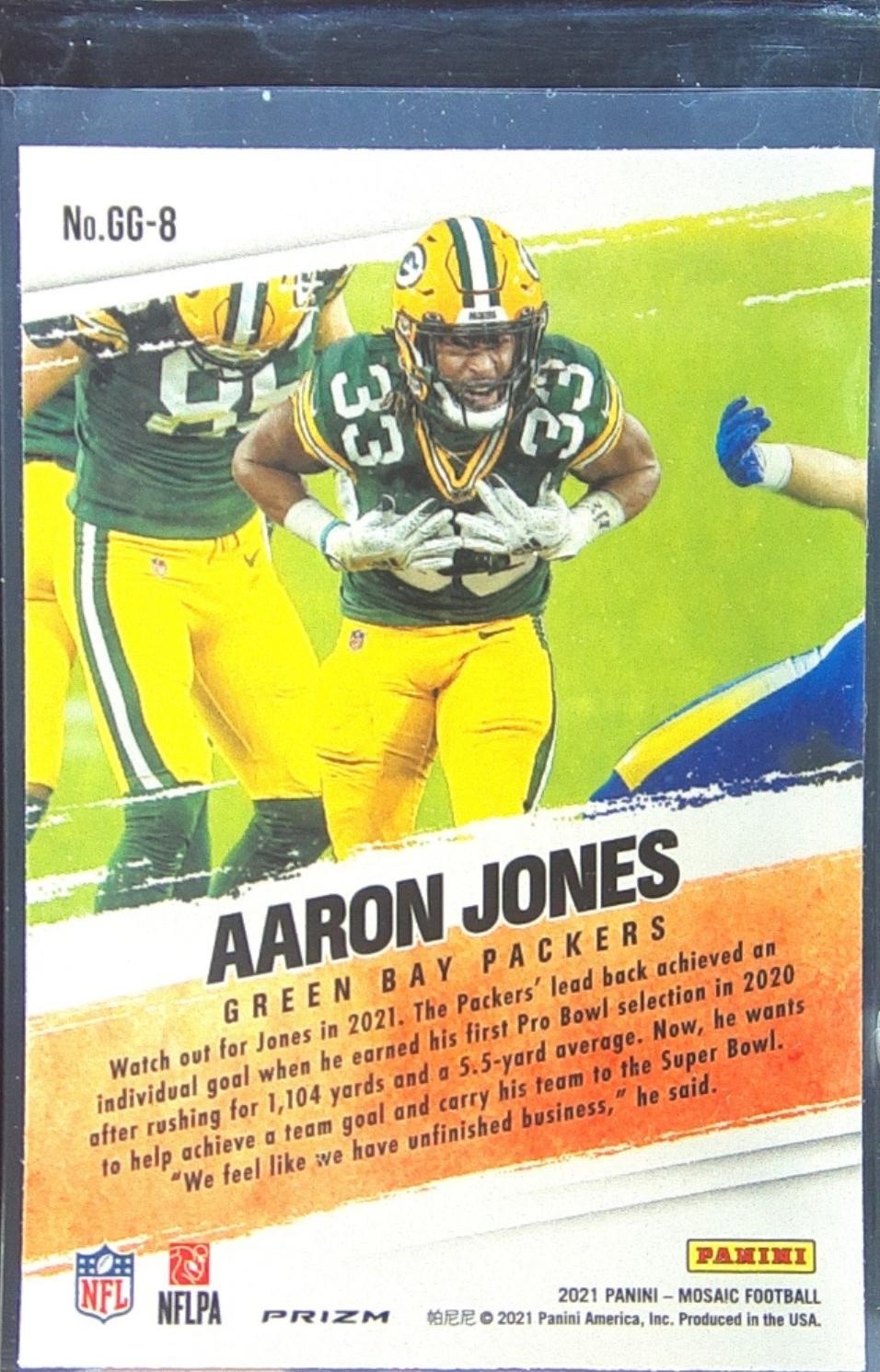 2021 Mosaic Aaron Jones #GG-8 Packers Got Game? Mosaic Red - Image 3