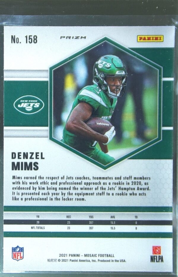 2021 Mosaic Denzel Mims Prizm Reactive Orange #158 Jets - Image 3