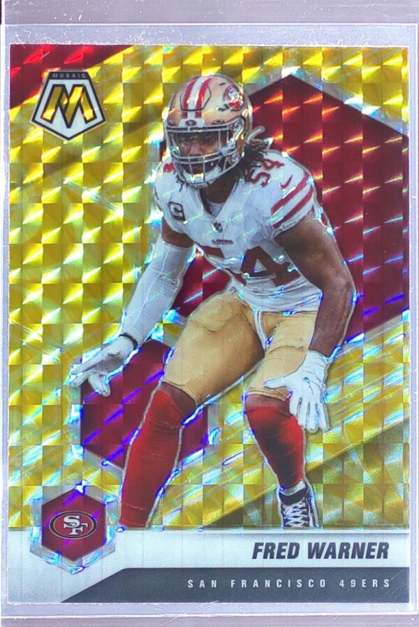 2021 Mosaic Fred Warner Prizm Reactive Yellow #178 49ers