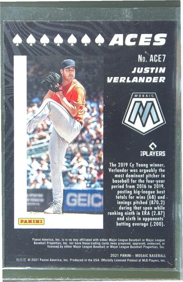 2021 Mosaic Justin Verlander #ACE7 Astros Aces - Image 3