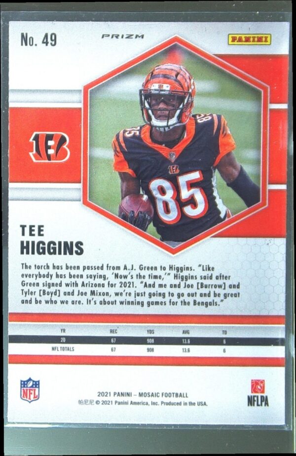 2021 Mosaic Tee Higgins No Huddle Prizm Gold #49 Bengals - Image 3