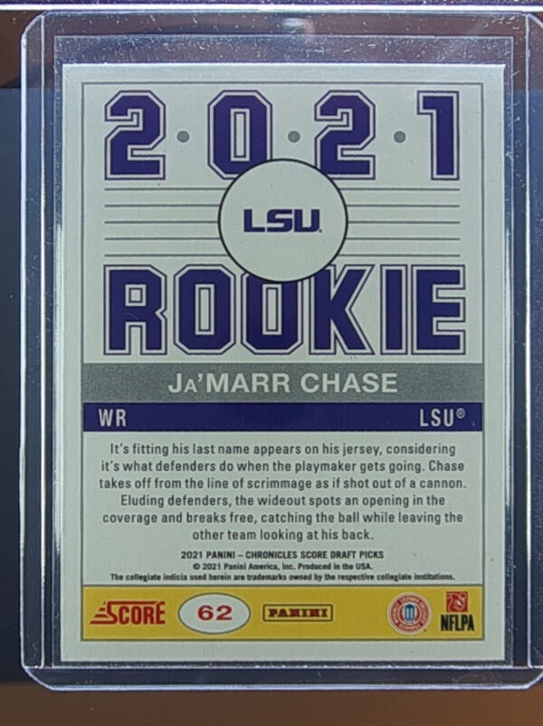 2021 Panini Chronicles Draft Picks Ja'Marr Chase #62 Tigers - Image 3