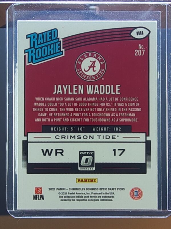 2021 Panini Chronicles Draft Picks Jaylen Waddle #207 Tide - Image 3