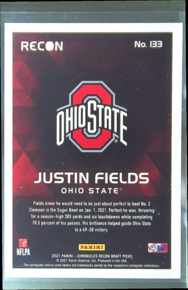2021 Panini Chronicles Draft Picks Justin Fields Orange RC #133 Buckeyes - Image 3