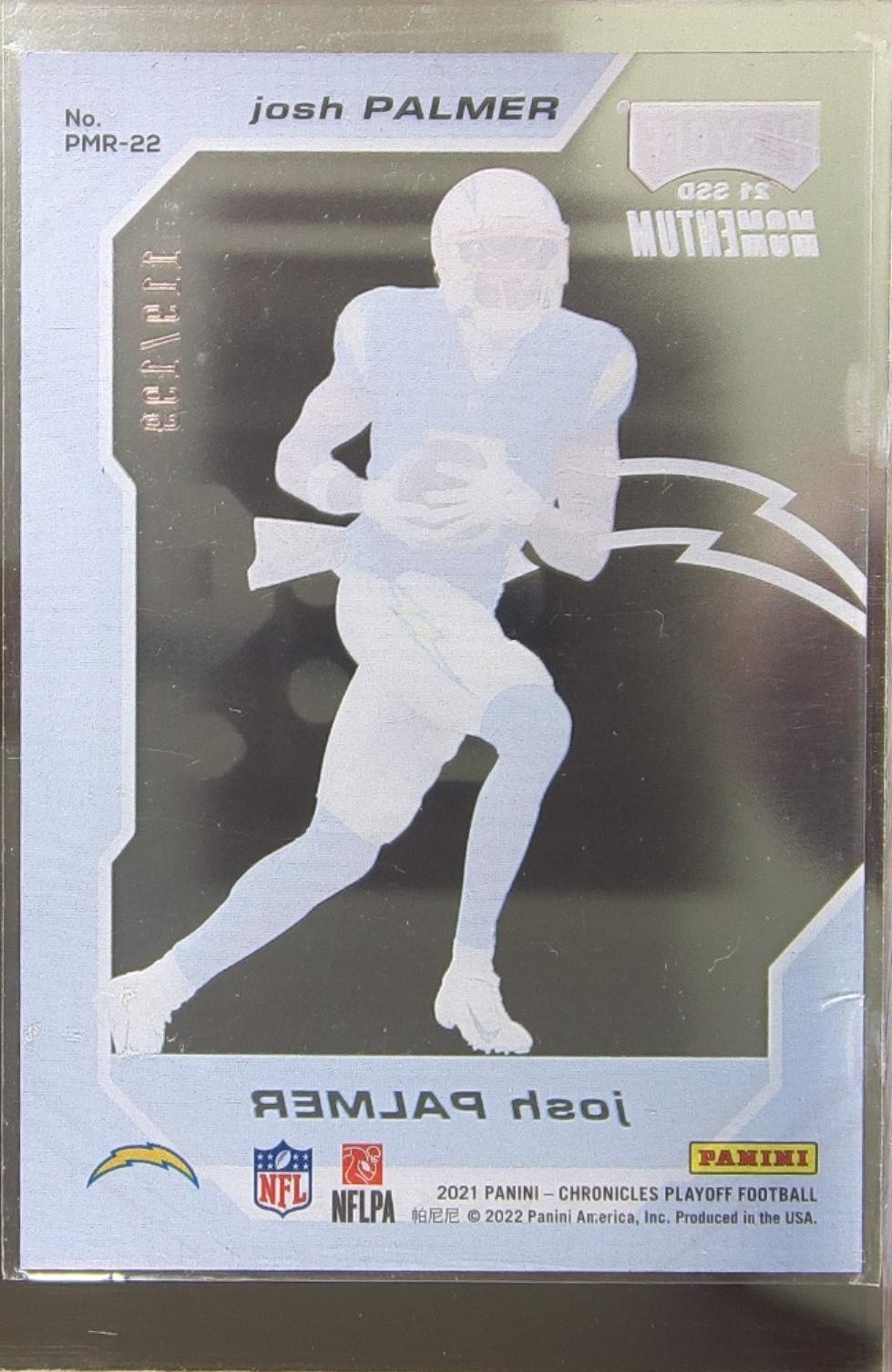 2021 Panini Chronicles Josh Palmer #PMR-22 Chargers Playoff Momentum Rookies Red - Image 3