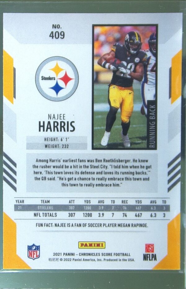 2021 Panini Chronicles Najee Harris RC #409 Steelers Score Update Rookies - Image 3