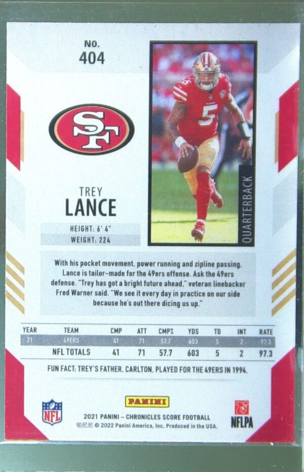2021 Panini Chronicles Trey Lance RC #404 49ers Score Update Rookies Silver - Image 3