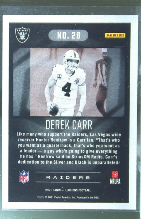 2021 Panini Illusions Derek Carr Trophy Collection Starlight #26 Raiders - Image 3
