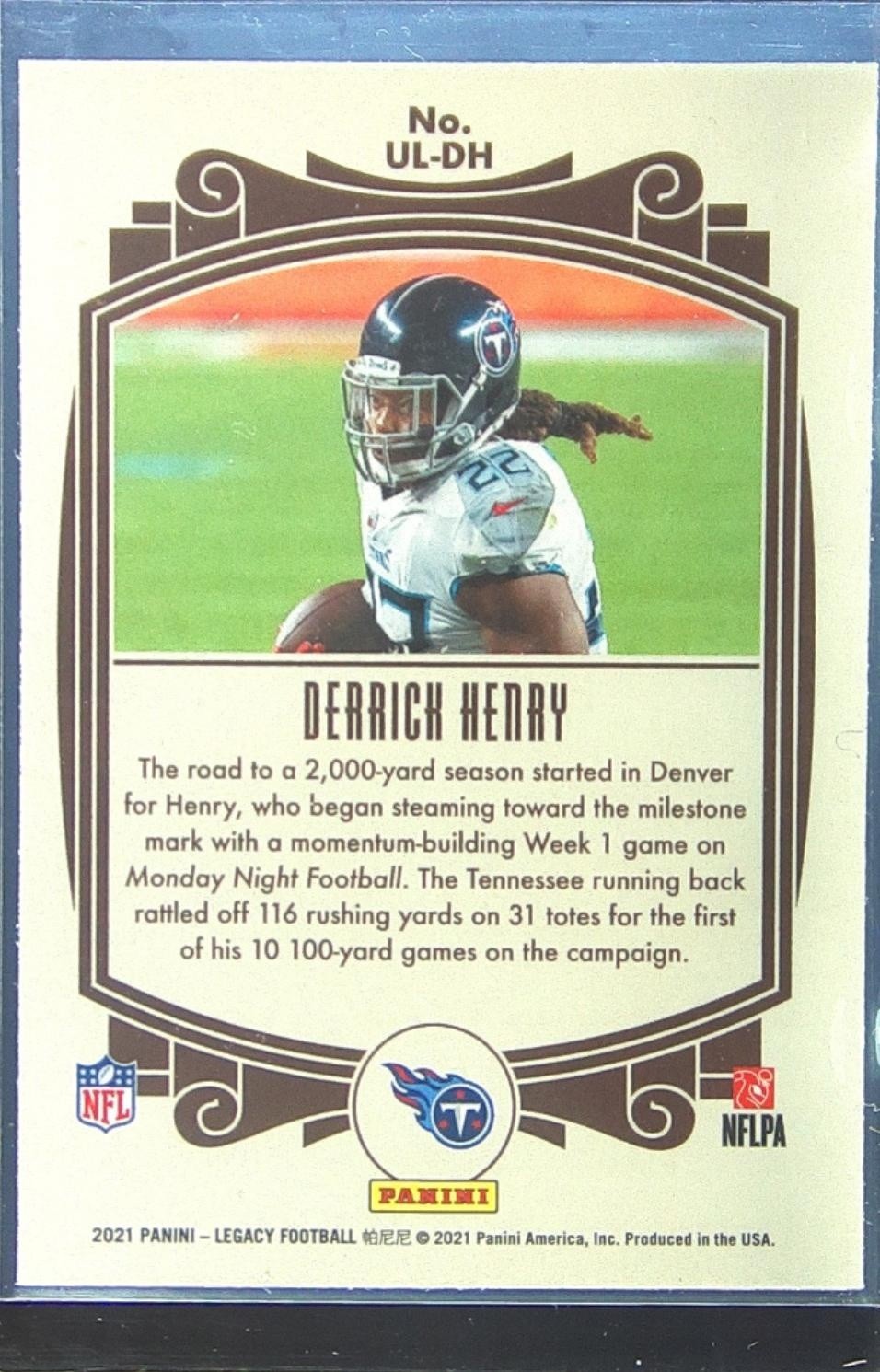 2021 Panini Legacy Derrick Henry #UL-DH Titans Under the Lights - Image 3