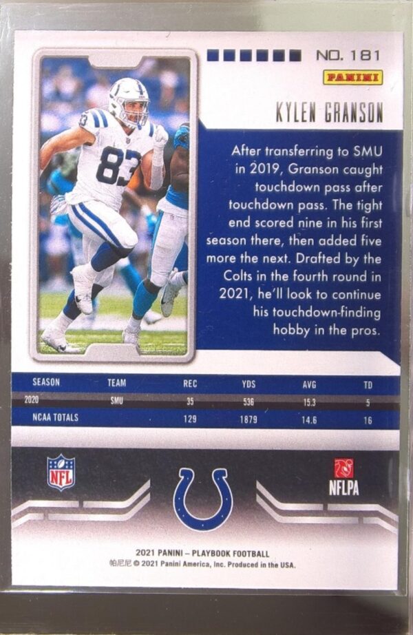 2021 Panini Playbook Kylen Granson Mosaic RC #181 Colts - Image 3